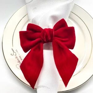 {NEW} Set of 5 Elegant Red Bow Napkin Rings Valentines